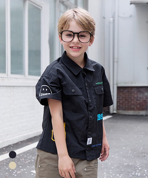 [볼컴키즈] 하프슬리브 포켓 워크셔츠 D5M017_블랙 120